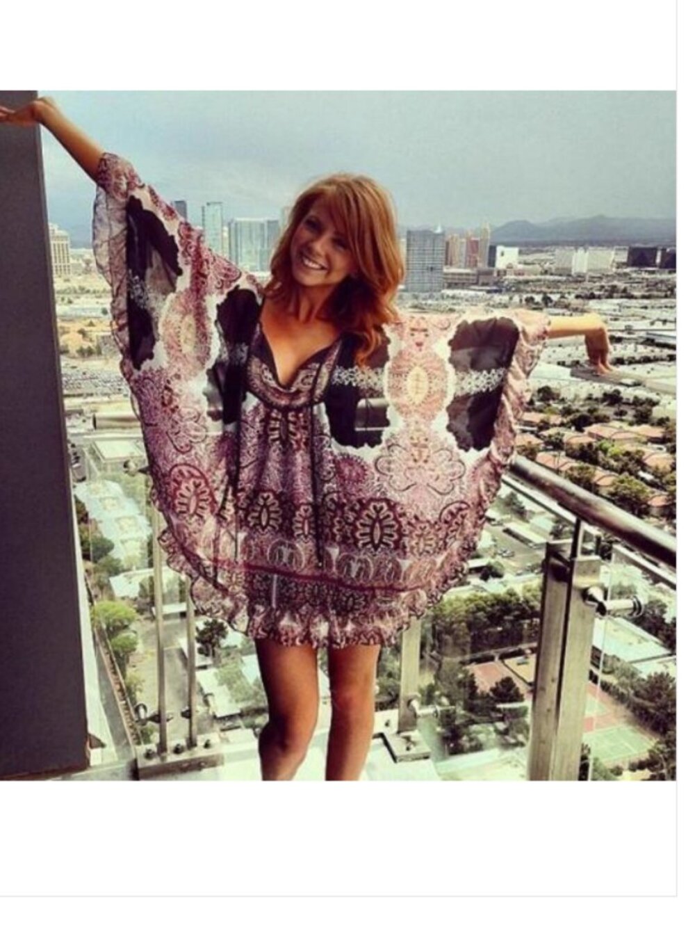 Free People Purple Black Print Chiffon Tunic Mini Dress